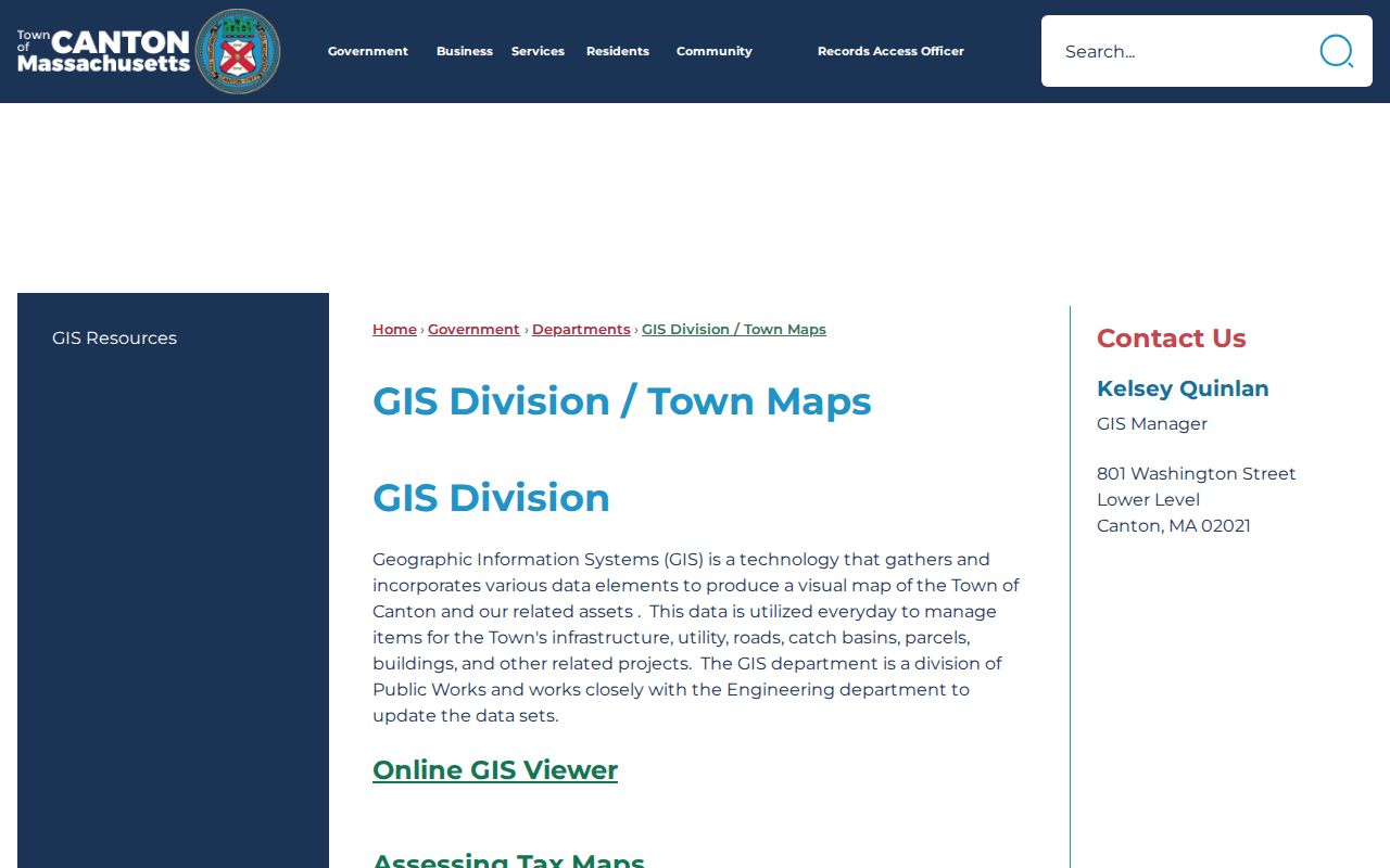 Canton street directory official GIS and town map resources